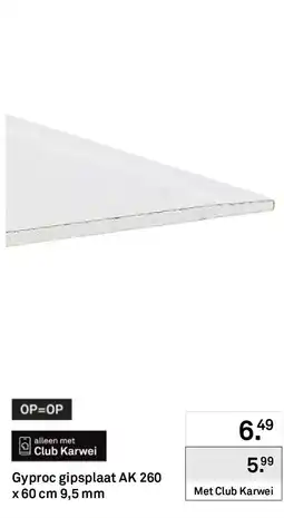 Karwei Gyproc gipsplaat AK 260 x 60 cm 9,5 mm aanbieding