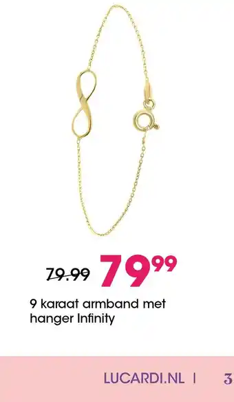 Lucardi 9 karaat armband met hanger Infinity aanbieding