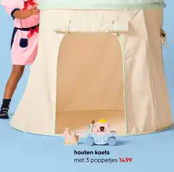 HEMA houten koets met 3 poppetjes aanbieding
