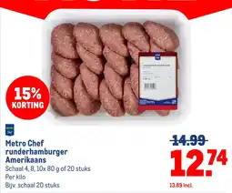 Makro Metro Chef runderhamburger Amerikaans aanbieding