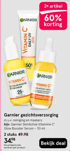 Etos Garnier gezichtsverzorging aanbieding