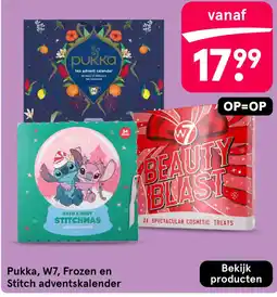 Etos Pukka, W7, Frozen en Stitch adventskalender aanbieding