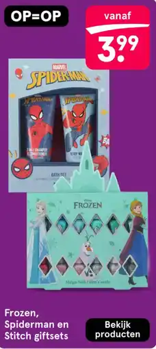Etos Frozen, Spiderman en Stitch giftsets aanbieding
