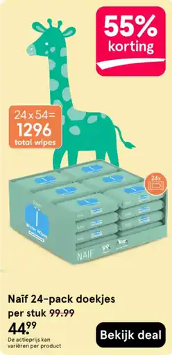 Etos Naïf water wipes aanbieding