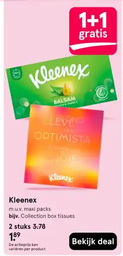 Etos Kleenex m.u.v. maxi packs bijv. Collection box tissues aanbieding
