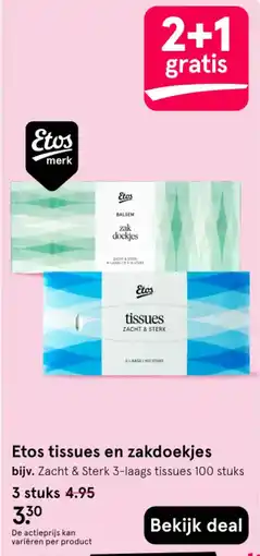 Etos Etos tissues en zakdoekjes aanbieding