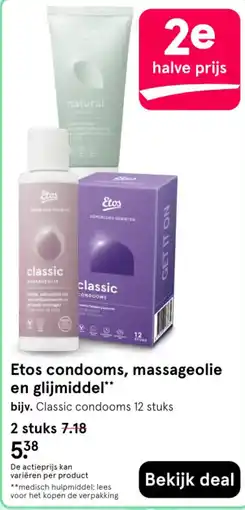 Etos Etos condooms, massageolie en glijmiddel aanbieding