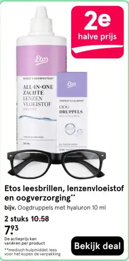 Etos Etos leesbrillen, lenzenvloeistof en oogverzorging aanbieding