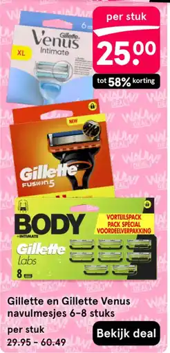 Etos Gillette en Gillette Venus navulmesjes aanbieding
