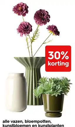 HEMA alle vazen, bloempotten, kunstbloemen en kunstplanten aanbieding