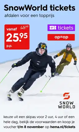 HEMA SnowWorld tickets aanbieding
