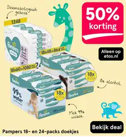 Etos Pampers 18- en 24-packs doekjes aanbieding