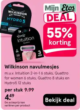 Etos Wilkinson navulmesjes aanbieding