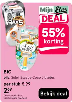 Etos BIC Soleil Escape Coco 5 blades aanbieding