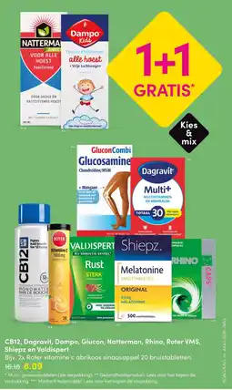 DA CB12, Dagravit, Dampo, Glucon, Natterman, Rhino, Roter VMS, Shiepz en Valdispert aanbieding