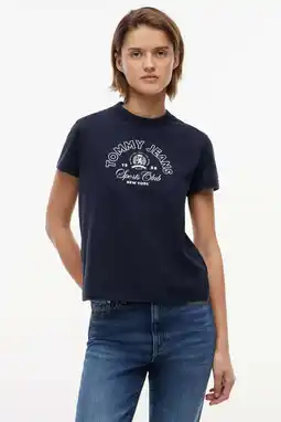 Wehkamp Tommy Jeans T-shirt met print - marineblauw aanbieding
