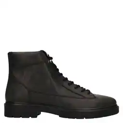Wehkamp Manfield leren veterboots met profielzool - zwart aanbieding