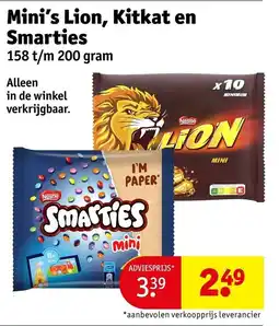Kruidvat Mini's lion, kitkat en smarties aanbieding