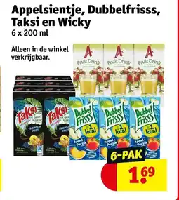 Kruidvat Appelsientje, Dubbelfrisss, Taksi en Wicky aanbieding