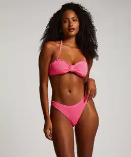 Hunkemoller Hunkemöller Hoog uitgesneden Bikinibroekje Crinkle Roze aanbieding