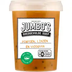 Jumbo Jumbo's Goedgevulde Soep Pompoen, Linzen en Vadouvan 500 g aanbieding