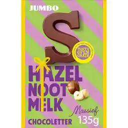 Jumbo Jumbo Chocoladeletter Melk Hazelnoot S 135 g aanbieding