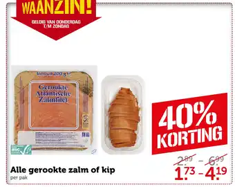 Coop Alle gerookte zalm of kip aanbieding