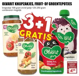 De Boerenschuur Olvarit knijpzakjes, fruit- of groentepotjes aanbieding