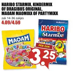 De Boerenschuur haribo starmix, kindermix of dragibus original, maoam maomixx of partymixx aanbieding