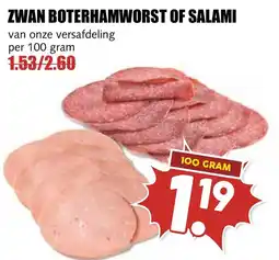 De Boerenschuur Zwan boterhamworst of salami aanbieding