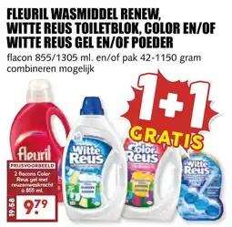 De Boerenschuur fleuril wasmiddel renew, witte reus toiletblok, color en/of witte reus gel en/of poeder aanbieding