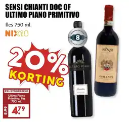 De Boerenschuur Sensi Chianti Doc of Ultimo Piano Primitivo aanbieding