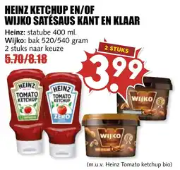 De Boerenschuur Heinz ketchup en/of Wijko satésaus kant en klaar aanbieding