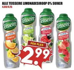 De Boerenschuur Teisseire limonadesiroop 0% suiker aanbieding