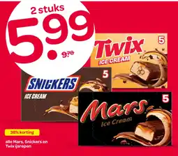 Spar alle Mars, Snickers en Twix ijsrepen aanbieding