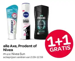 Spar alle Axe, Prodent of Nivea aanbieding