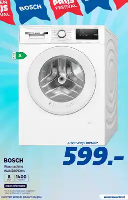 Electroworld Bosch Wasmachine WAN2809XNL aanbieding