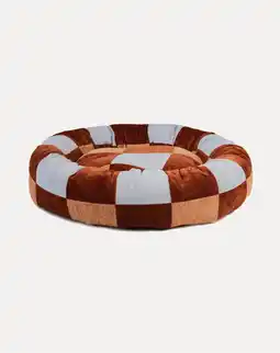 Pets Place Dogguo Block Round Bed - Mand - Bruin&Beige&Blauw 75x75x25 cm aanbieding