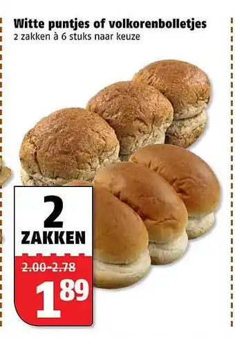 Poiesz Witte puntjes of volkorenbolletjes aanbieding