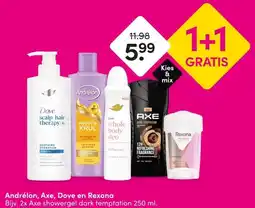 DA Andrélon, Axe, Dove en Rexona Bijv. 2x Axe showergel dark temptation aanbieding