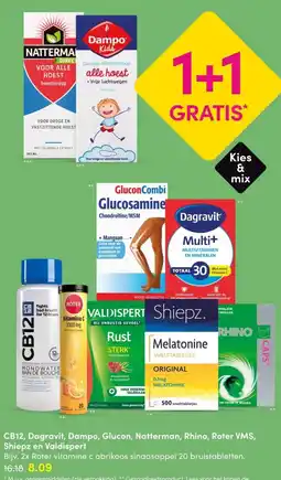 DA CB12, Dagravit, Dampo, Glucon, Natterman, Rhino, Roter VMS, Shiepz en Valdispert aanbieding