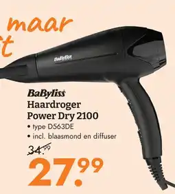 Blokker BaByliss Haardroger Power Dry 2100 aanbieding