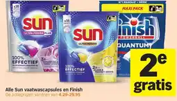 Albert Heijn Alle Sun vaatwascapsules en Finish aanbieding