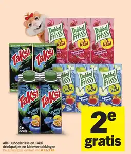 Albert Heijn Alle DubbelFrisss en Taksi drinkpakjes en kleinverpakkingen aanbieding