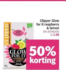 Albert Heijn Clipper Glow for it raspberry & lemon aanbieding
