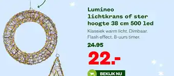 Welkoop Lumineo lichtkrans of ster hoogte 38 cm 500 led aanbieding