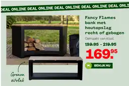Welkoop Fancy Flames bank met houtopslag recht of gebogen aanbieding