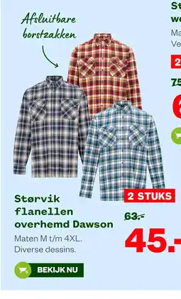 Welkoop Størvik flanellen overhemd Dawson aanbieding