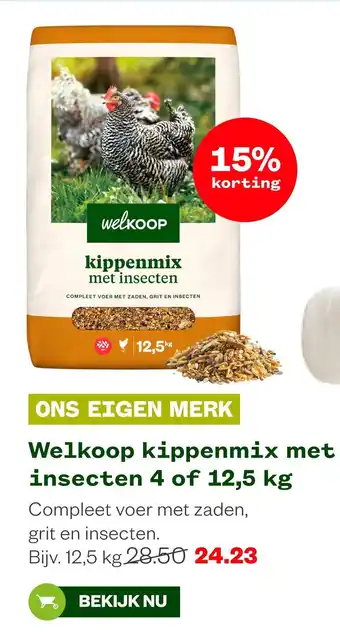 Welkoop Welkoop kippenmix met insecten 4 of 12,5 kg aanbieding