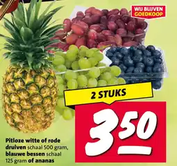 Nettorama Pitloze witte of rode druiven , blauwe bessen of ananas aanbieding